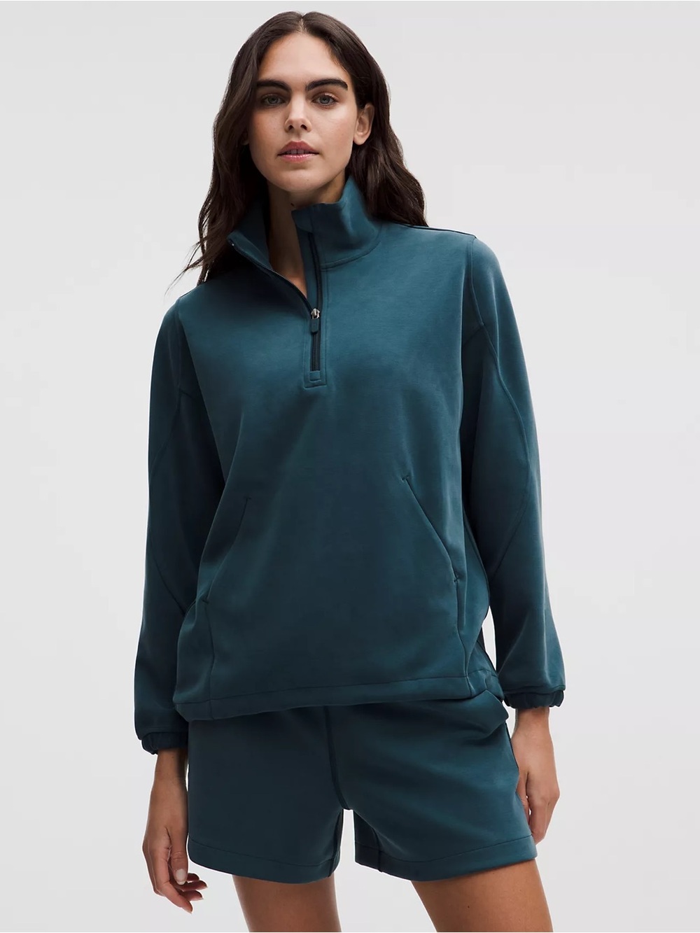NWT Lululemon Softstreme Half-Zip Long oversized size medium in indochine blue